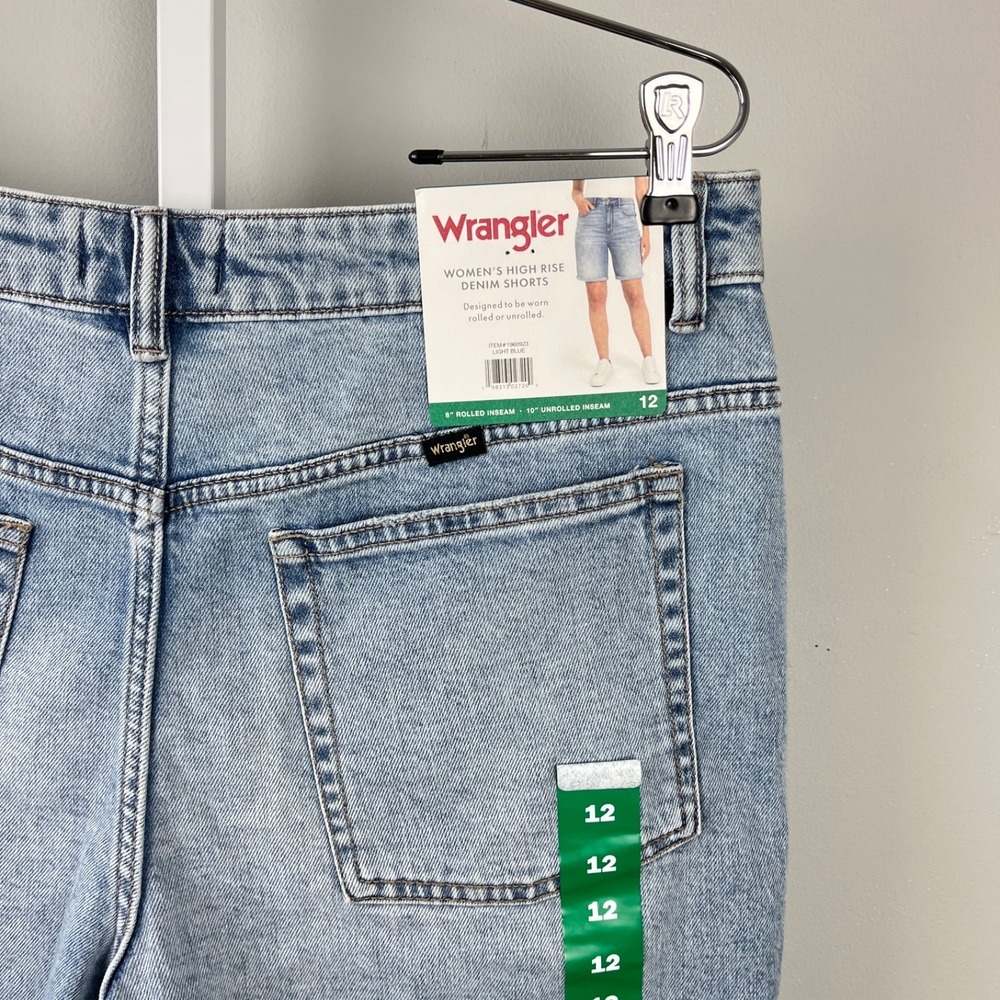 Wrangler Womens 12 High Rise Denim Dad Shorts Jorts Light Blue New NWT - Picture 5 of 6